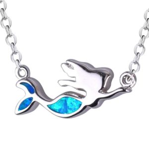 Collar Con Colgante Sirena Y Ópalo Azul - Phoenexia