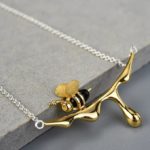 gold honey bee necklace made out sterling silver - phoenexia