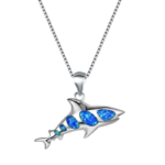 Nuevo Collar Con Colgante Tiburón Y Ópalo Azul - phoenexia