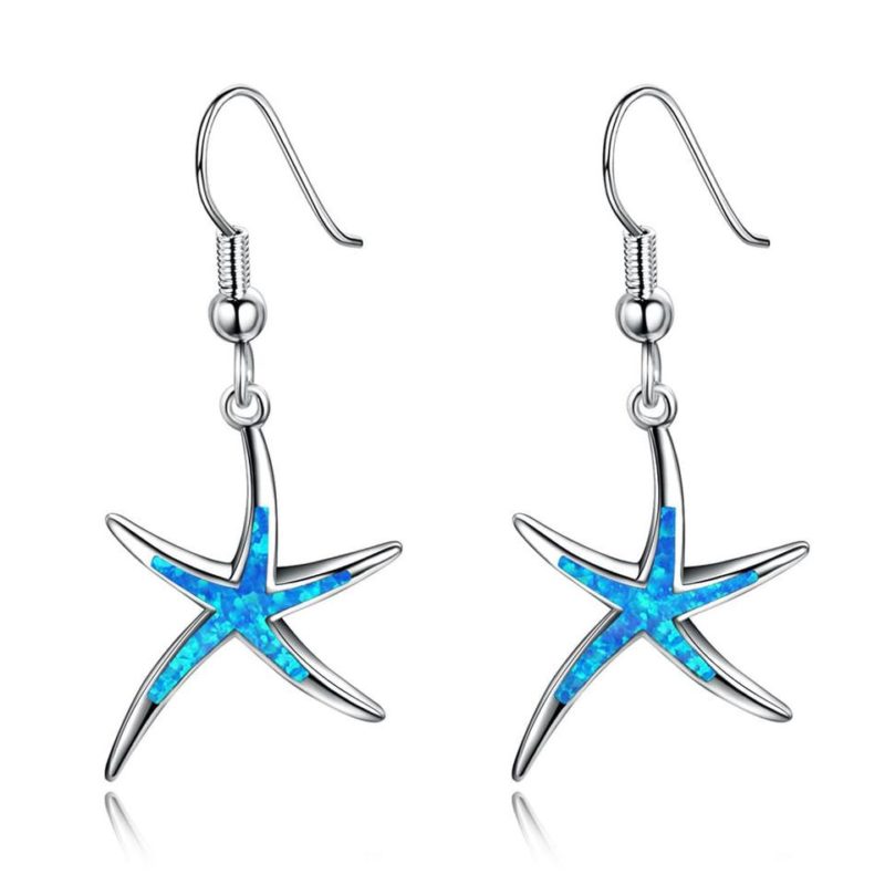 Pendientes Estrella De Mar Con Ópalo Azull - Phoenexia